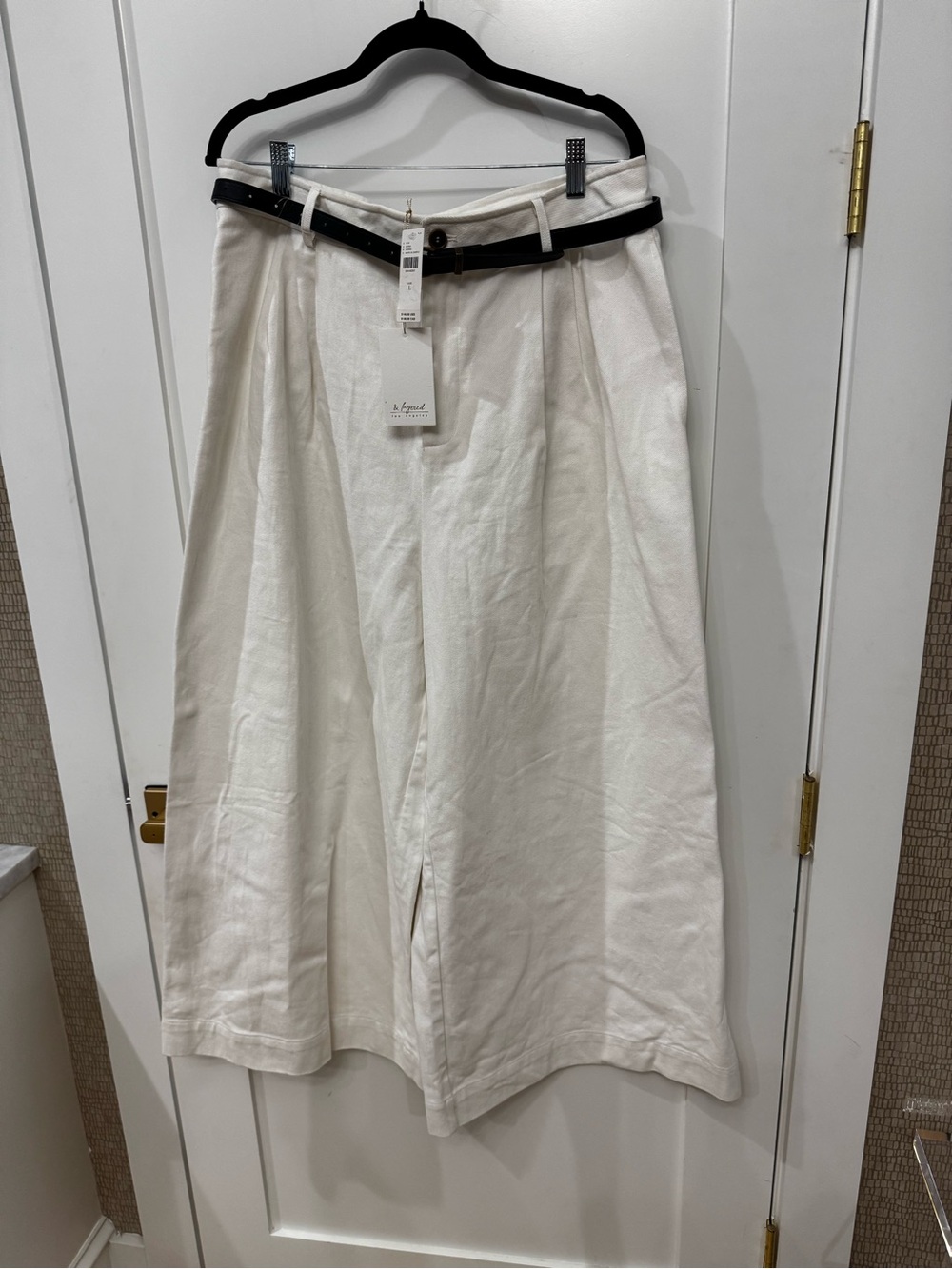 Anthropologie/& Layered Cream Wide-Leg women’s pants